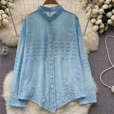 手刺繍シルクシャツ